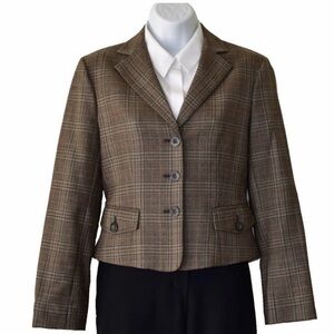 BCBGMaxAzria Brown Plaid Blazer